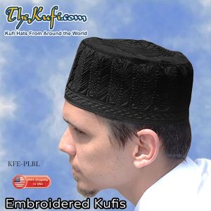 Peci Katun Madinah Warna Hitam Model Madinah Bordir Bahan Berkualitas - Madinah Embroidered Kufi