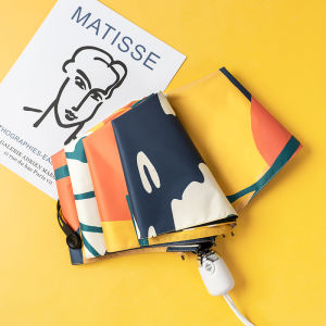 Automatic Folding Umbrella Sunshade Rainproof Compact Portable Womens UV Protection Anti-UV Small Style Polyester Fabric