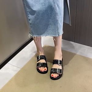 SUMMERTOP | SD1602 Sandal Non slip 2 Tali Wanita Jelly Flat Strap Sendal Gesper Home Slipper Korea