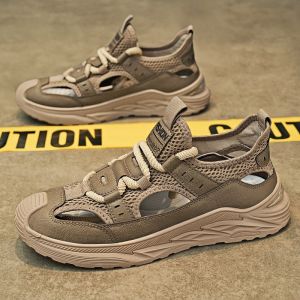 Mens Summer Outdoor Sandals Anti-slip Wear-resistant Driving Water-crossing Hiking Caving Beach Slippers Open-Toe Comfortable