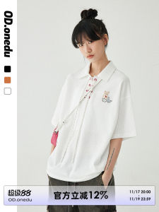 Áo Thun Polo Cotton Thêu Phong Cách Đại Học Thường Ngày Tay Ngắn Cổ Polo Nữ Chất Liệu Cotton Polyester Mùa Hè 2024