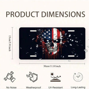 CIFBUY Patriotic American Flag Skull Aluminum Wall Art Waterproof Durable Metal Sign for Home Garage Man Cave Biker Decor