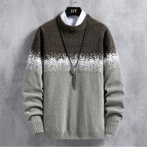 ROMON | Romon Mens Round Neck Knitwear Thickened Casual Loose Winter Fashion City Style Long Sleeve Overhead Sweater Warm Cozy New Arrival