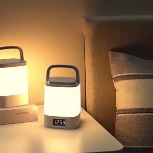 Rechargeable LED Table Lamp Clock Time Display Screen 3 Colors Desk Lamp Remote Control Touch Sensor Night Lamp Bedroom Decor