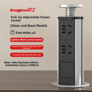 lengon | Recessed Adjustable Kitchen Power Strip with USB