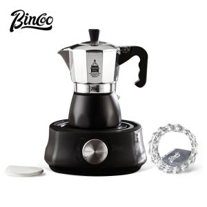 BINCOO Moka Pot Dual Valve with Stove Espresso Coffee Maker Grinder Set Coffee Utensils Set 2Cups