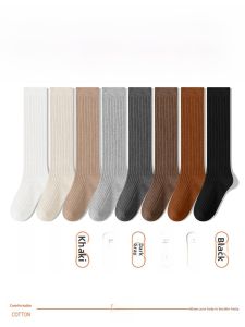 JINGCHI | Womens High-Tube Cotton Socks Long Tube Pressure Slimming Autumn Winter Pure Cotton Leggings Snow Boots Match Beautiful Long Socks