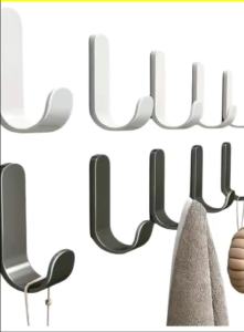 6-18PC Strong Self-Adhesive J-Hooks Plastic No-Drill Wall Hook Bathroom Towel Key Bag Door Hanger Kitchen Living Room Accessorie