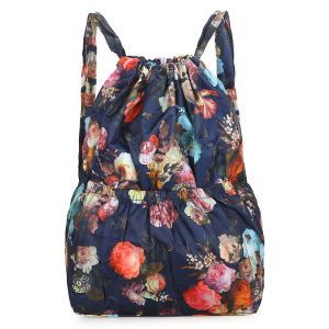 Outdoor New Arrival Flower Cloth Drawstring Bag Backpack Sports Backpack Student Large Capacity Convenient Travel Big Bag Easiest for Match Female