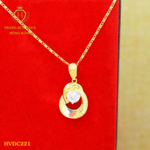 Dây Chuyền Nữ Vòng Cổ Mặt Đính Đá Màu Trắng Titan Xi Mạ Vàng Non 18k 24k Cao Cấp (Không Bị Xỉn Đen) - Trang Sức Hava Hong Kong Phong Cách Thời Trang