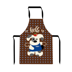 Waterproof Kitchen Apron Cute Spill-Proof Waistcoat Home Use Cotton Linen Material Cartoon Style Cooking Baking Barbecue Tool