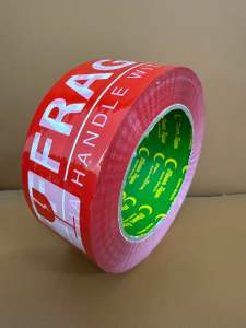 FRAGILE TAPE WHITE RED YELLOW BASED 48MM X 180M