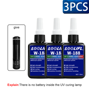 LOOLIFL | 50ML W188 UV Nhựa Keo Cao Cấp Chữa Chắc Chắn Chất Kết Dính Trong Suốt Chống Thấm Nước Cho Thủ Công DIY Kính Pha Lê Sửa Chữa Nhanh Khô