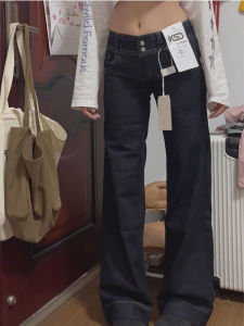 กางเกงยีนส์ทรงหลวมเอวต่ำสไตล์ย้อนยุคสไตล์อเมริกัน กางเกงขายาวทรงหลวมสำหรับผู้หญิง สไตล์ลำลอง ฤดูใบไม้ร่วง 2025