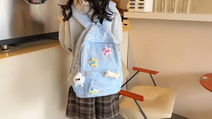 Women New Solid Color Backpack Student Minimalist Backpack