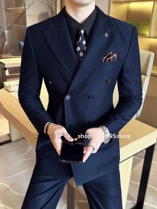 Bộ Vest Nam Màu Xanh Hải Quân 2 Mảnh Kiểu Dáng Lịch Lãm Áo Khoác Vest Và Quần Thích Hợp Cho Đám Cưới Dạ Hội Sự Kiện Trang Trọng Và Các Dịp Khác.