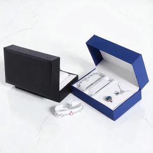 Hộp Đựng Đồng Hồ Bằng Da PU Hộp Đựng Trang Sức Đôi Hộp Trưng Bày Trang Sức Hộp Đựng Bông Tai Vòng Cổ Nhẫn Dành Cho Các Cặp Đôi