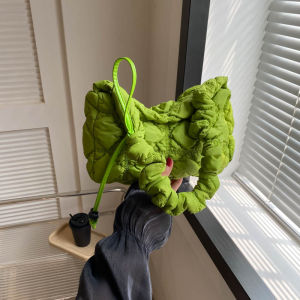 Túi Đeo Vai Xếp Ly Cho Nữ Túi Đeo Chéo Thường Ngày Bằng Vải Cotton Có Khóa Kéo Màu Trơn Túi Đeo Vai Mềm Không Thể Gấp Lại