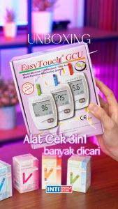 EASYTOUCH - Alat Cek 3in1 GCU Gula Darah + Kolesterol + Asam Urat with LCD Display | Blood Glucose Cholesterol Uric Acid Multi-Function Monitoring System Easy Touch
