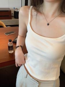 Summer Cotton Blend Camisole Top Womens Fine Strap Vest Inner Wear Outerwear Beautiful Back Exposed Design Breathable Comfortable