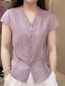 Moxueer | V-Neck Large Size Fashion Womens Summer Blouse