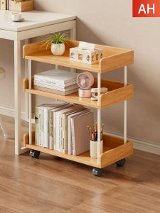 Solid Wood Portable Book Cart on Wheels