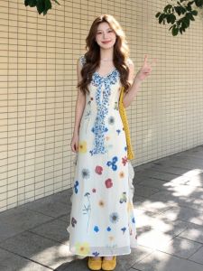CHANGTONG | Summer Beach Holiday Floral Slim Fit Fairy Dress