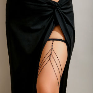 Ingemark | Ingemark Goth Multilayer Tassel Leg Thigh Chain for Women Trendy Elastic Band Crystal Link Summer Body Jewelry Dress Accessories