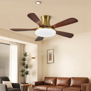 NVC | Protective Eye Ceiling Fan Light Solid Wood Blades Antique Chinese Style