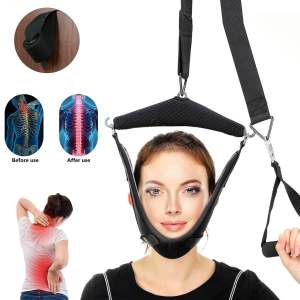 Upgraded Hanging Neck Traction Kit Adjustable Cervical Traction Belt Breathable Sling Tractor Stretch Neck Care Tool Chiropractic Neck Correction Stretcher Pain Relief