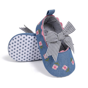 KIDSUN Bowknot 3-Colors Baby Girl Shoes Floral Embroidered Soft Toddler Shoes Comfortable Anti-slip Princess Shoes First Walker