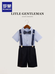 Smart Boys Suit Summer Wedding Piano Performance Pantsuit Host Stylish Overalls Childrens Formal Wear Polyester Viscose