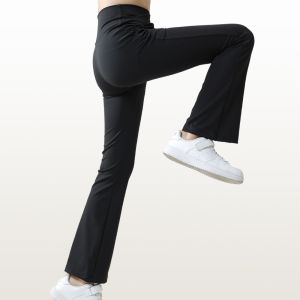 Flare Leggings for Girls Black Pink Casual Soft High Waist Teenager Leggings Clothes Long Bootcut Pants Kids Dance Bottoms