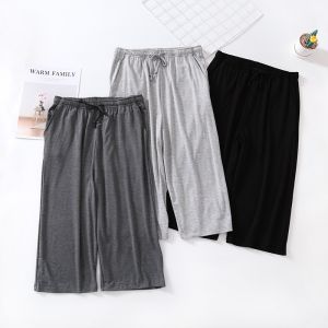 กางเกงนอนชายผ้าคอตตอนโมดอลสบายๆ ทรงหลวม กางเกงขาสั้น 7 ส่วน ทรงบาง ระบายอากาศได้ดี กางเกงใส่ในบ้าน