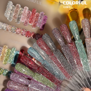 【Ready to ship】 Colorful girl flash gel color 20-color gel nail polish (Colorful girl) 20-color gel color flash gel color plus color chart