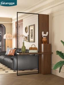 JIALANGE | Vintage Double-Sided Glass Room Divider Console Cabinet