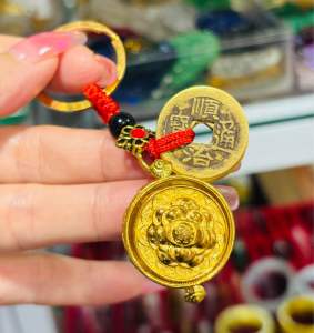 Móc khoá phong thuỷ cốc vàng tài lộc ngũ xu trấn trạch