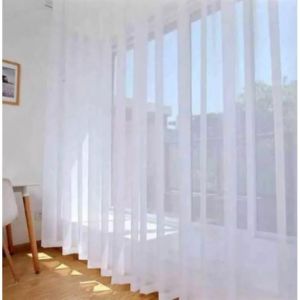 Gorden Vitrase putih polos Plisket Lapisan gorden jendela Transparan Gorden vitrase ukuran 150x200
