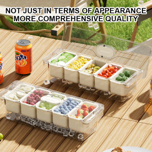 Divided Serving Tray with Lid Food Storage Container Snack Box 5 Compartment Snack Container Kitchen Fruit Storage Container New