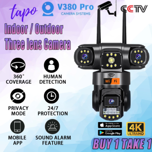 V380 PRO CCTV Camera HD Three Lens 3 Screens Outdoor Waterproof Surveillance Two-Way Audio Auto Tracking Night Vision IP Security Cameras