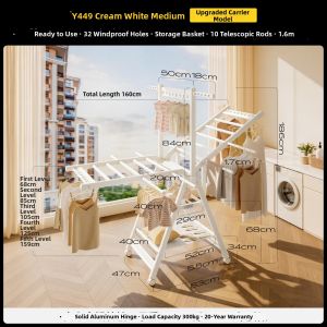 MINGZHI | Folding Indoor Outdoor Vintage Style Clothes Drying Rack
