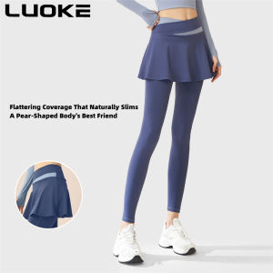 Luoke วอลกางเกงกีฬาการวิ่งการฝึกโยคะ2อิน1ชิ้นสำหรับผู้หญิงเอวสูงออกกำลังกายสองชั้นแบบใหม่