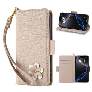 Cute 3D Rabbit Flower Leather Phone Wallet Case Book For iPhone 16 15 14 Plus 13 12 11 Pro Max XS X SE 16e Card Slot Flip Cover