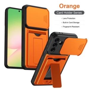Hide Bracket Bank Cards Slot Card Phone Case for Samsung Galaxy S26 Ultra S26 Plus A57 A56 A37 A36 A27 A26/17 Push Window Cover