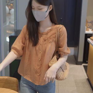 Elegant Artistic Short Sleeve Shirt Womens Fashion Spring Summer Top High Quality Sense Beautiful Styling Chinese Brand