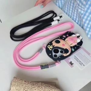 EOENKK | Kawaii 3D Cartoon Girl Rabbit Silicone Phone Case For Huawei Pura 70 80 Pro Mate 70 80 Pro Shockproof Back Cover with Lanyard