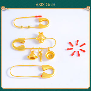 ‌ASIX GOLD 916 24K 18K Saudi Gold Plated Pin Brooch with Eco Silicone Protective Sleeve DIY Anti-Allergy Anti-Scratch Fashion Jewelry Accessories Elastic Clip Light Luxury Gift
