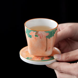 Cốc Trà Gốm Sứ Vẽ Tay Màu Hồng Đẹp Mắt Cốc Trà Thanh Lịch Có Đế Cốc Trà Gốm Sứ Trang Trí Nhà Thủ Công
