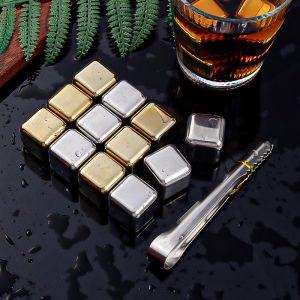 8/12 Piece Stainless Steel Ice Cube Set Reusable Quick Frozen Ice Cubes Beer Chilled Whiskey Wine Bar Specific