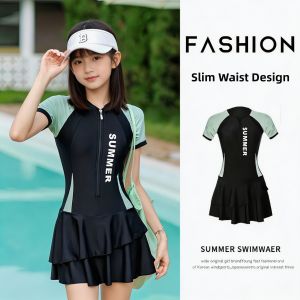 LIMATI | Sporty Conservative Slimming Skirt-style One-piece Swimsuit for Women